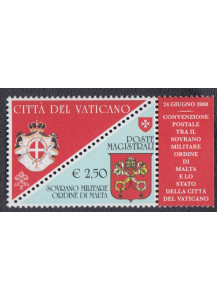 2008 - Vaticano convenzione postale Sovrano Militare congiunta Smom