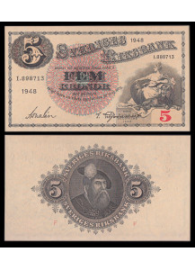 SVEZIA 5 Kronor 1948 Serie I Fior di Stampa