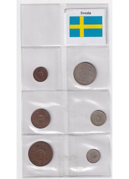Svezia set composto da 1 - 2 - 5 - 10 - 25 - Ore 1 Krona BB 