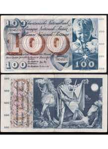 SVIZZERA 100 Franken "St. Martin" BB 1956-65 Grandi Dimensioni BB+