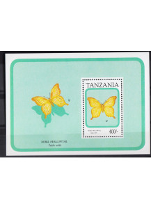 Tanzania foglietto anni 90 dedicato alla farfalla Papilio Nobilis nuovo