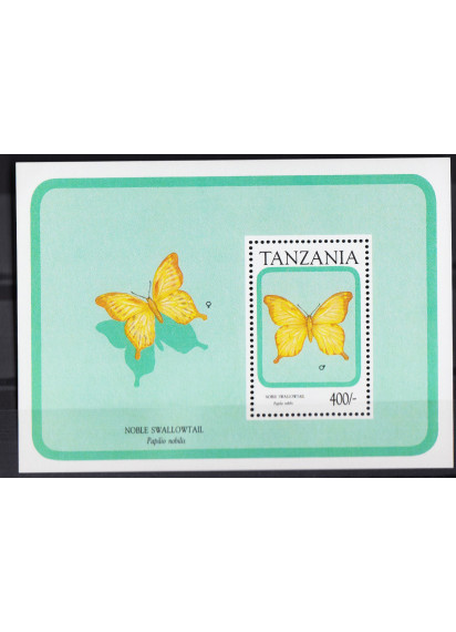 Tanzania foglietto anni 90 dedicato alla farfalla Papilio Nobilis nuovo