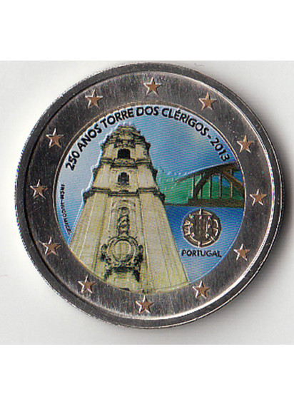 2013 - 2 euro PORTOGALLO 250 Torre dos Clérigos Smaltato Fdc