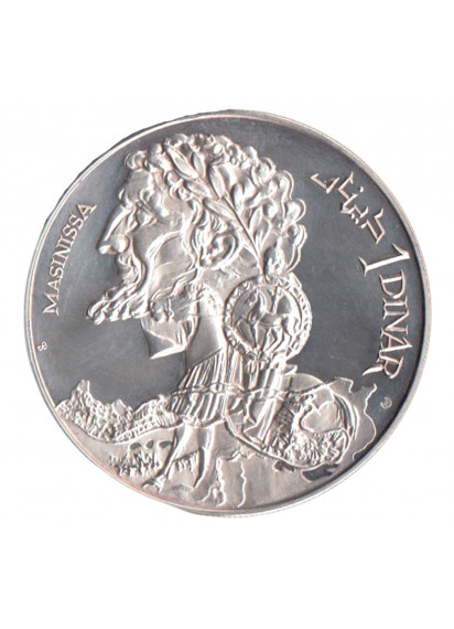 TUNISIA 1 Dinar 1969 Masinissa Argento Fondo Specchio