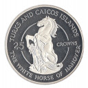 TURKS AND CAICOS 25 Crowns 1978 Argento White Horse Unc