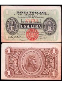Regno 1 Lira "Banca Toscana - Firenze" 1870 BB
