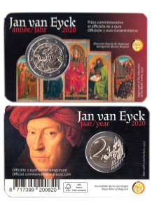 2020 - 2 Euro BELGIO Jan van Eyck Lato Olandese Coincard