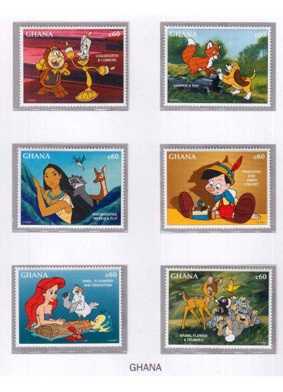 GHANA francobolli Personaggi film Disney Nuovi anni 90