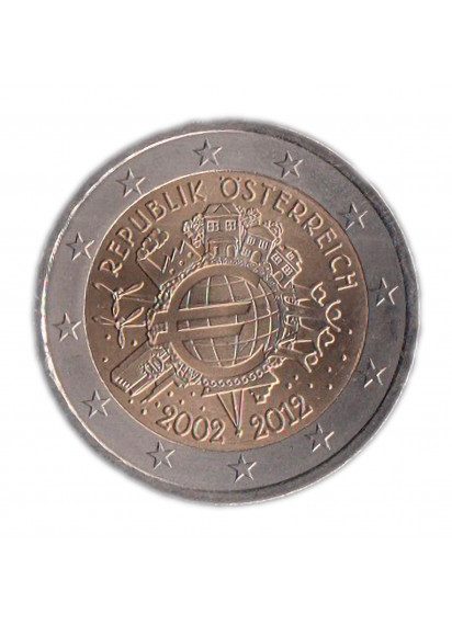 2012 - 2 Euro AUSTRIA 10° Anniversario euro Fdc