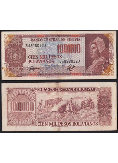 BOLIVIA 100.000 Pesos Bolivianos 1964 Campesino FDS