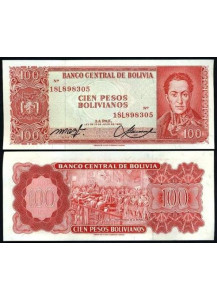 BOLIVIA 100 Pesos Bolivianos L.1962 Fior di Stampa