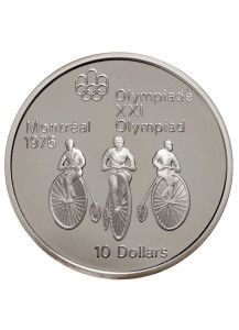 1976 - CANADA XXI Olimpiade 10 Dollari Ag. 3° Serie Ciclismo Fdc