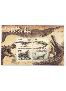 BURUNDI  Foglietto sui dinosauri serie completa nuova 4 francobolli