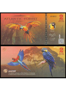 FORESTA ATLANTICA 2 Aves Macaw Dollars 2016 Fior di Stampa