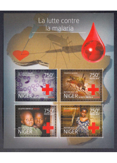 NIGER  Foglietto nuovo 2014 Croce Rossa e Contro la Malaria