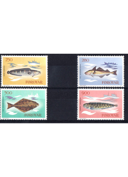 FOROYAR francobolli tematica pesci cat unificato 80/83 1963 