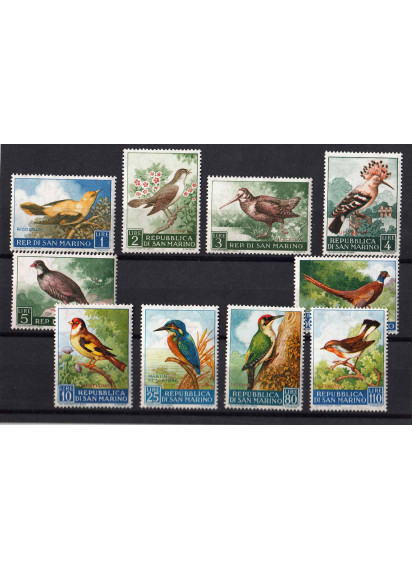 1960 San Marino  Fauna Avicola 10 Val nuovi. tematica uccelli 