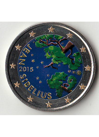 2015 -  2 Euro FINLANDIA 150° Nascita di Jean Sibelius Smaltato Fdc